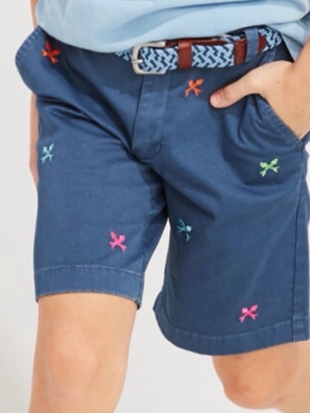 Vineyard Vines Boys Embroidered Crossed Fish Bone Chino Shorts
